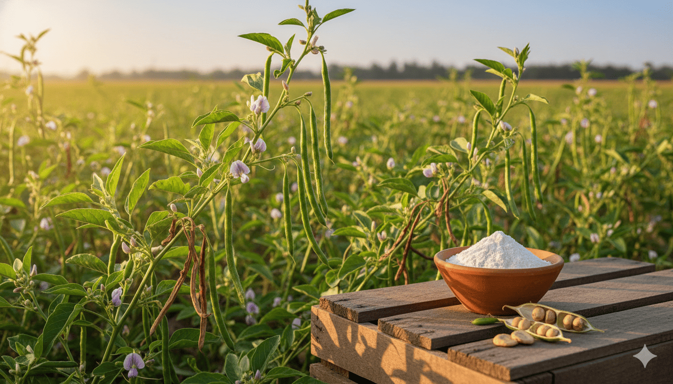 Растение гуара Cyamopsis Tetragonoloba, семена и порошок