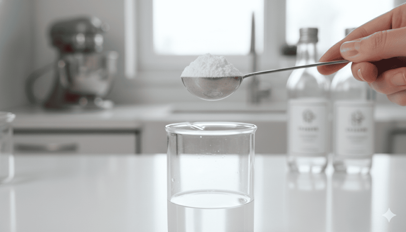 Порошок ксантановой камеди на ложке для измерени